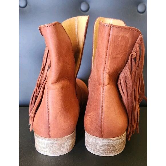 FREE PEOPLE MATISSE Women's Size 8M Fringed Flat Booties Cayenne Leather NEW - Picture 6 of 11